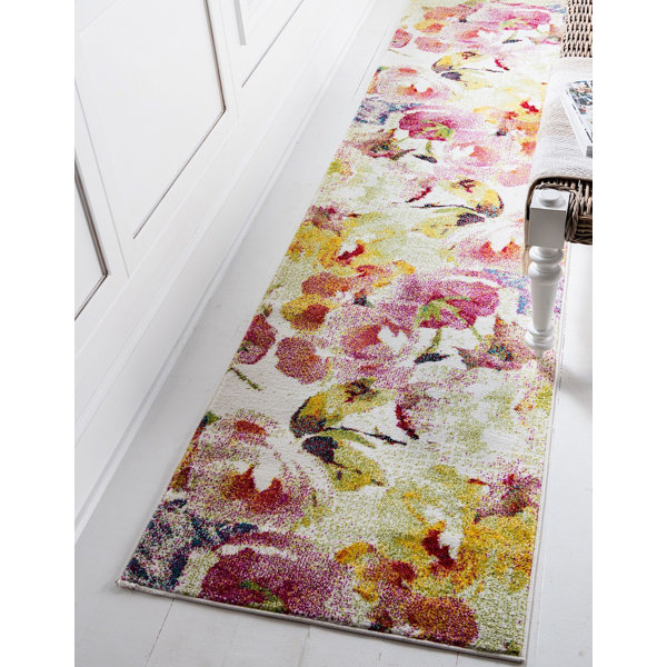 House of Hampton® Forsan Power Loom Performance Pink/Yellow Rug Wayfair